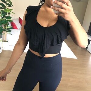 Women’s Black Ruffle Crop Top